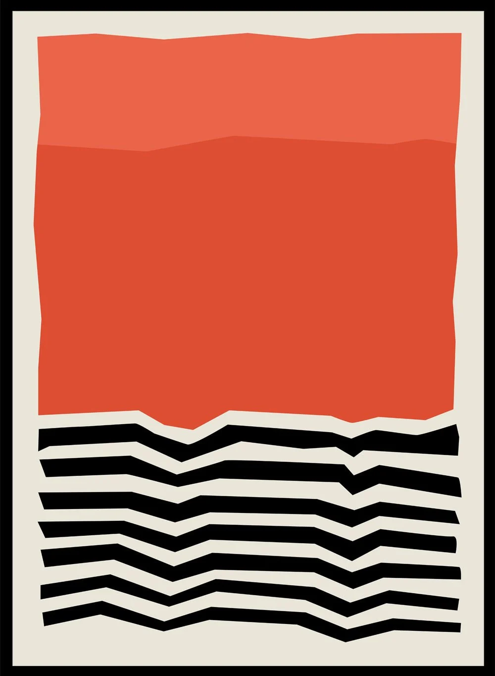 Fall color block art print in warm reds for the closing night theme